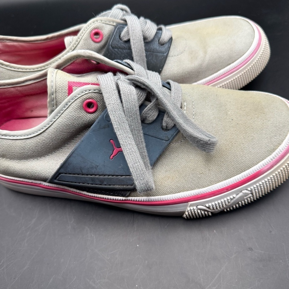 PUMA SPORT LIFESTYLE BLUE GRAY WOMEN'S ATHLETIC SKATE SHOES SIZE 6.5 PINK TRIM - Picture 12 of 12